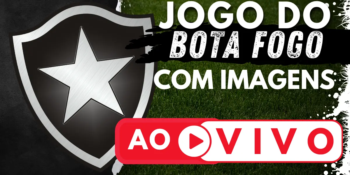 Banner com o escudo do Botafogo de Futebol e Regatas e a chamada para assistir ao jogo do Botafogo ao vivo no site Futebol TV.