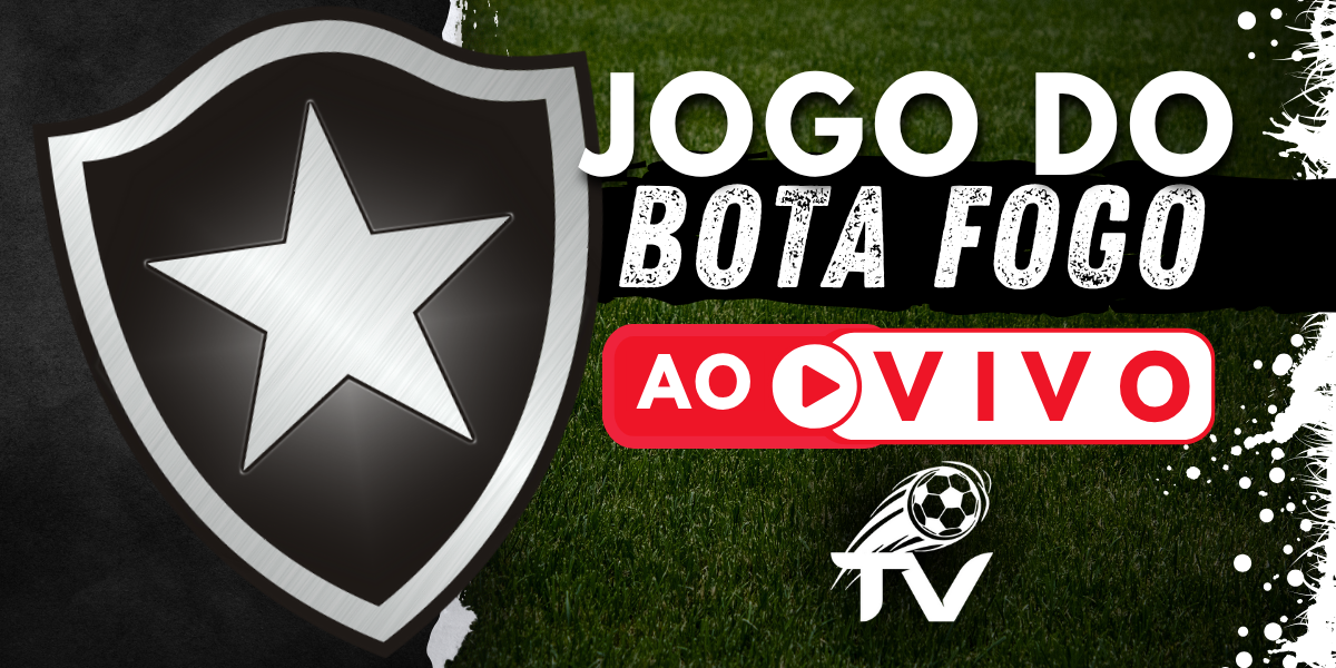 Arte para a transmissão do jogo do Botafogo ao vivo, exibindo a Estrela Solitária do escudo botafoguense e o logo do FutebolTV.