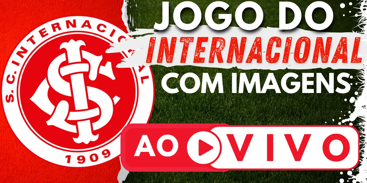 Banner com o escudo do Sport Club Internacional e a chamada para assistir ao jogo do Inter ao vivo no site Futebol TV.