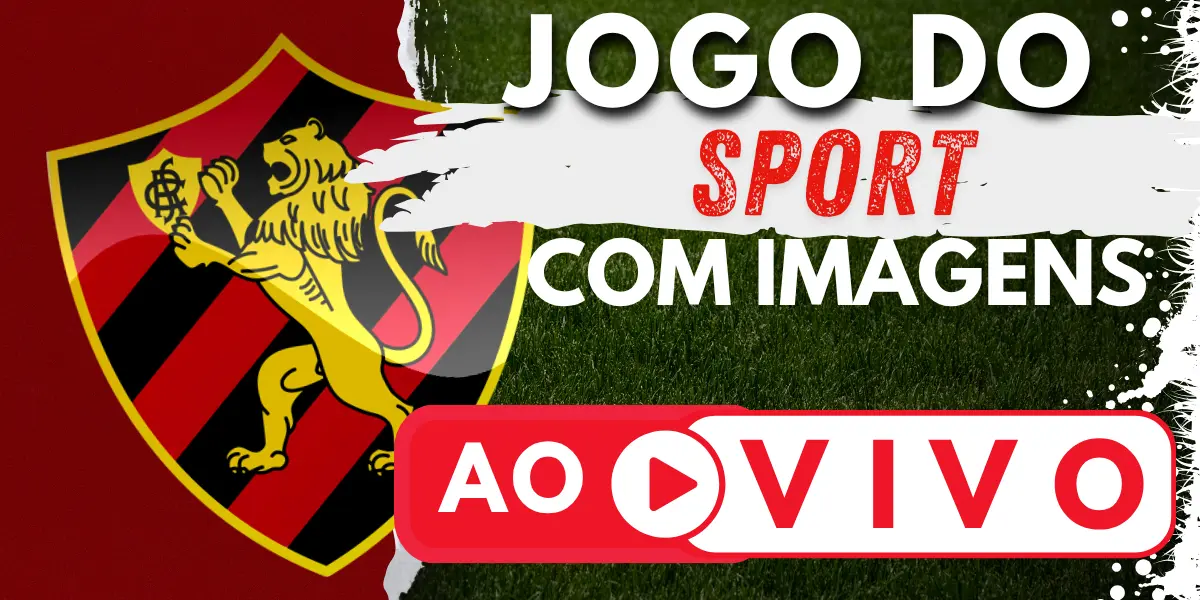 Banner com o escudo do Sport Club do Recife e a chamada para assistir ao jogo do Sport ao vivo no site Futebol TV.